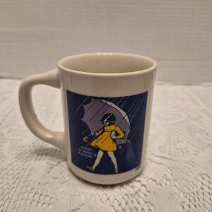 Coffee Cup Mug Morton Salt Girl 1968 Logo When It Rains It Pours Vintage